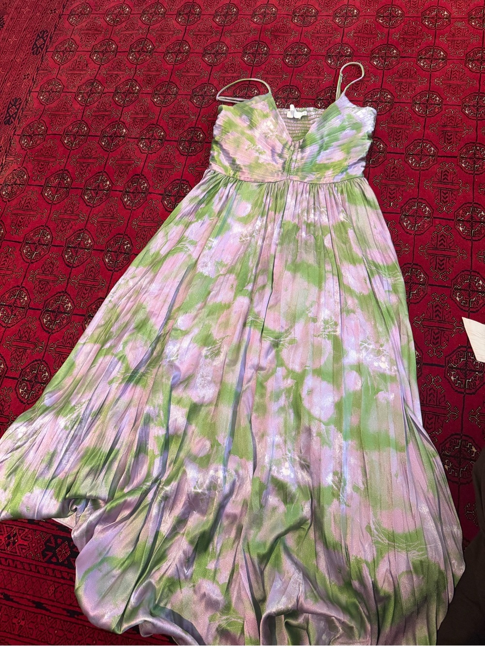 Lavender & Green Spaghetti-Strap Dress
